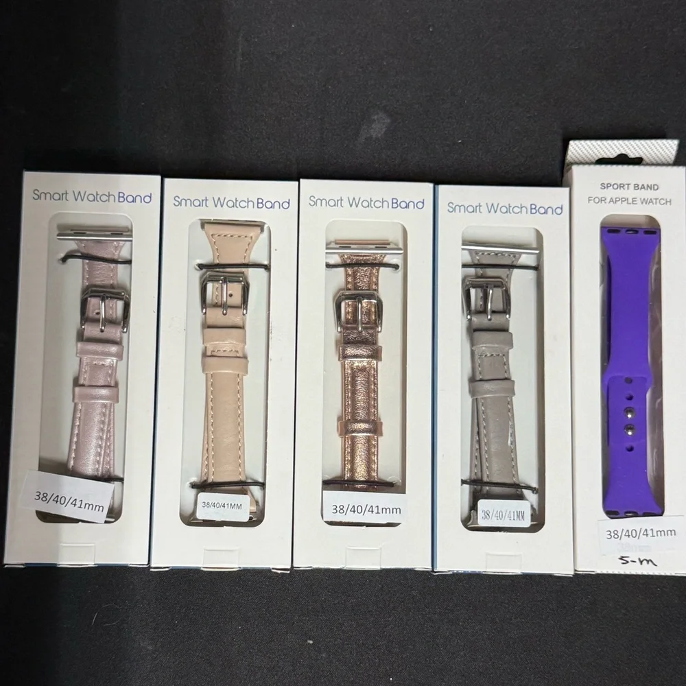 NEW Smart Watch 5 PC Bands Set - Neutral and Purple size 38/40/41mm